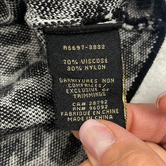 Renuar Black and White Leopard Print Cowl Neck Sweater Sz M - Picture 6 of 9